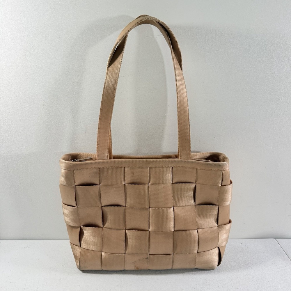 Harvey's‎ Seatbelt Bag Champagne Beige Shoulder Bag Purse Double Handle 13"x9.5"